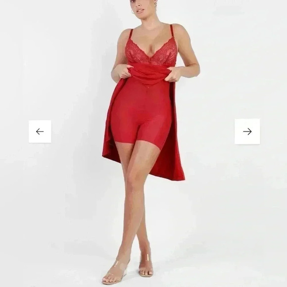 POPILUSH Shapewear Dress Lace Slip Split Maxi - NWT - Picture 2 of 10